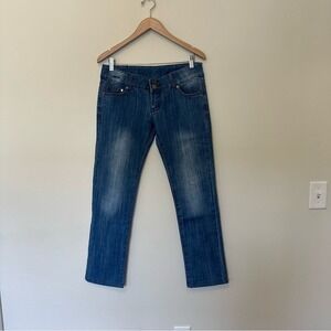 70 JEANS Classic Blue Women's Low-Rise Dark Medium Wash Straight Leg Jeans